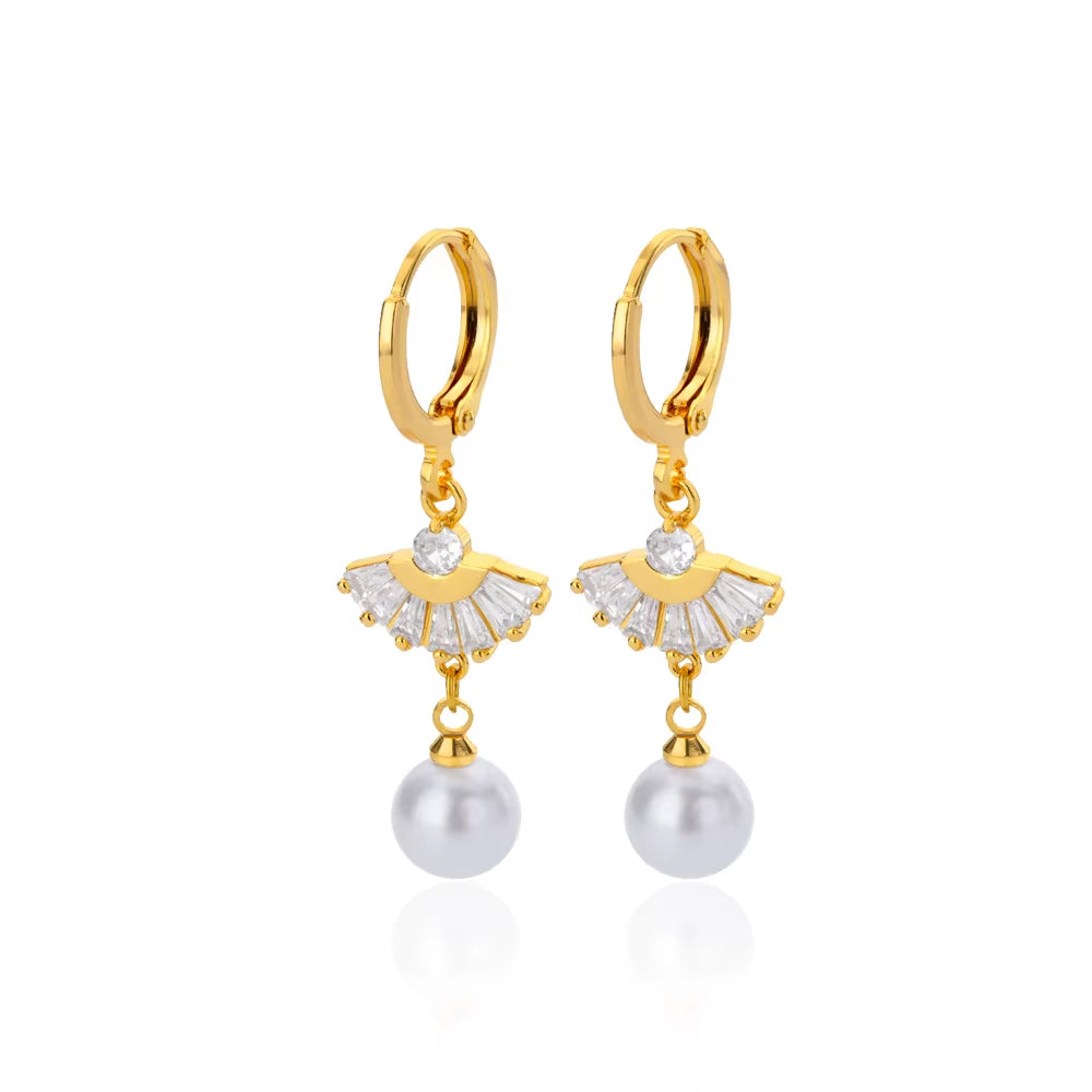 Zircon Pearl Earrings for Women 2023 Trending Stainless Steel Gold Plated Drop Earring Wedding Party Luxury Jewelry Bijoux Femme