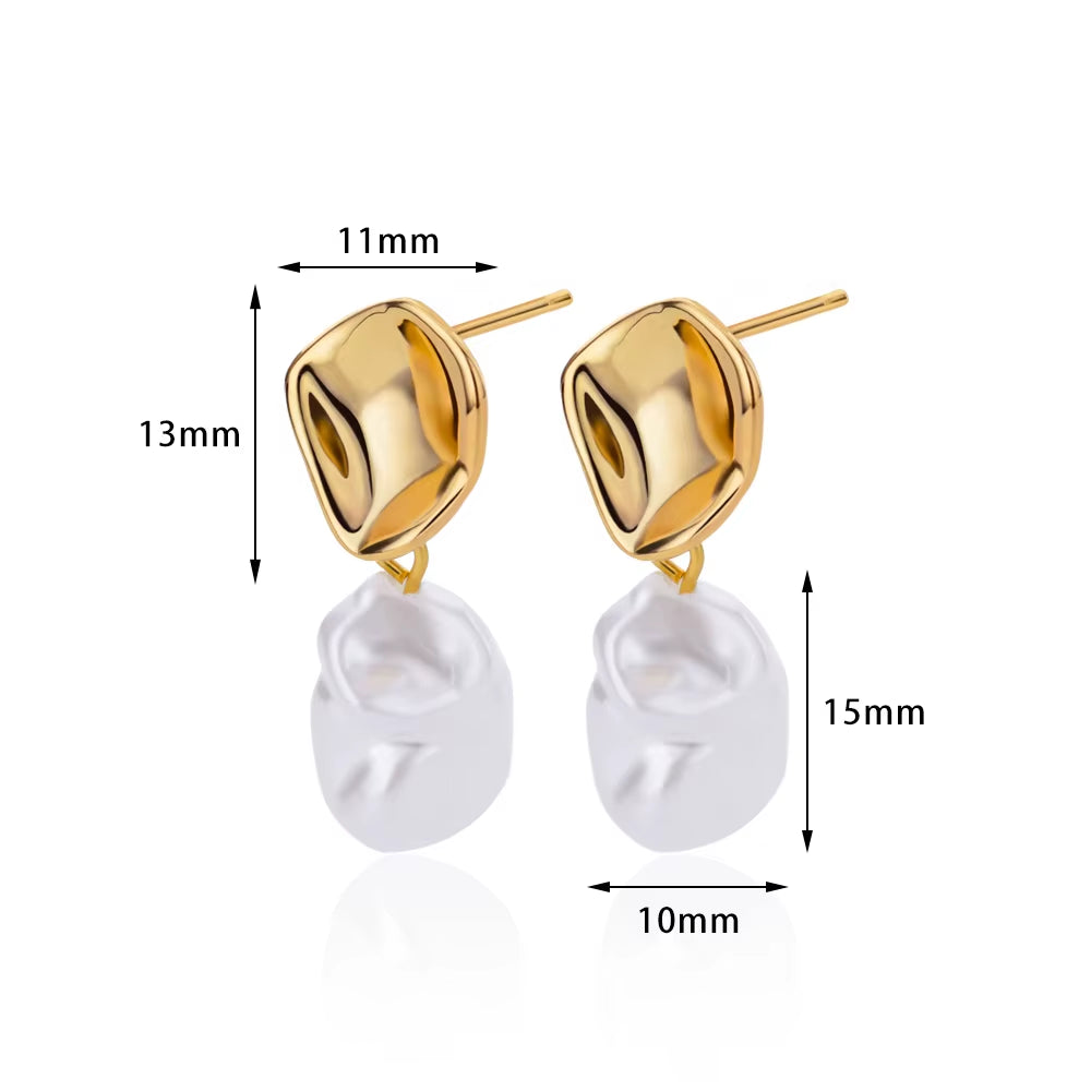 Zircon Pearl Earrings for Women 2023 Trending Stainless Steel Gold Plated Drop Earring Wedding Party Luxury Jewelry Bijoux Femme